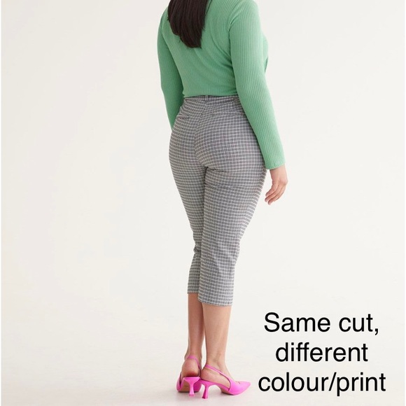 NTW Reitman’s, Pull-on Capri Pants, Blue Gingham, Checked, Plus, Petite, Sz 22 - Picture 7 of 13